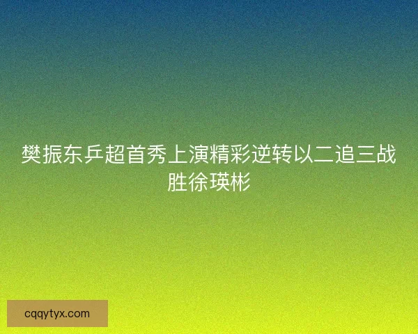樊振东乒超首秀上演精彩逆转以二追三战胜徐瑛彬