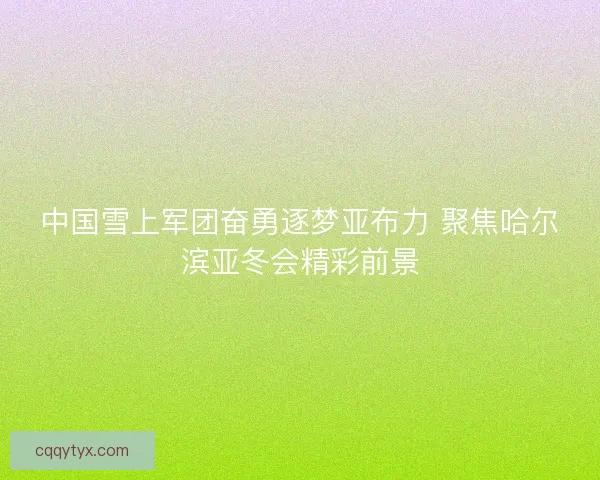 中国雪上军团奋勇逐梦亚布力 聚焦哈尔滨亚冬会精彩前景 中国雪上军团奋勇逐梦亚布力 聚焦哈尔滨亚冬会精彩前景